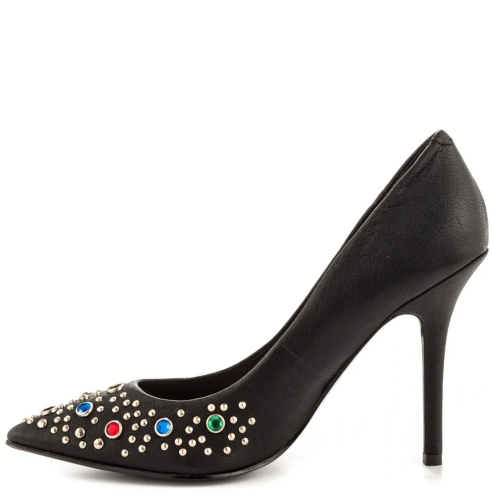 NEW GUESS Plasa Black Leather PointedToe Pump SZ 9